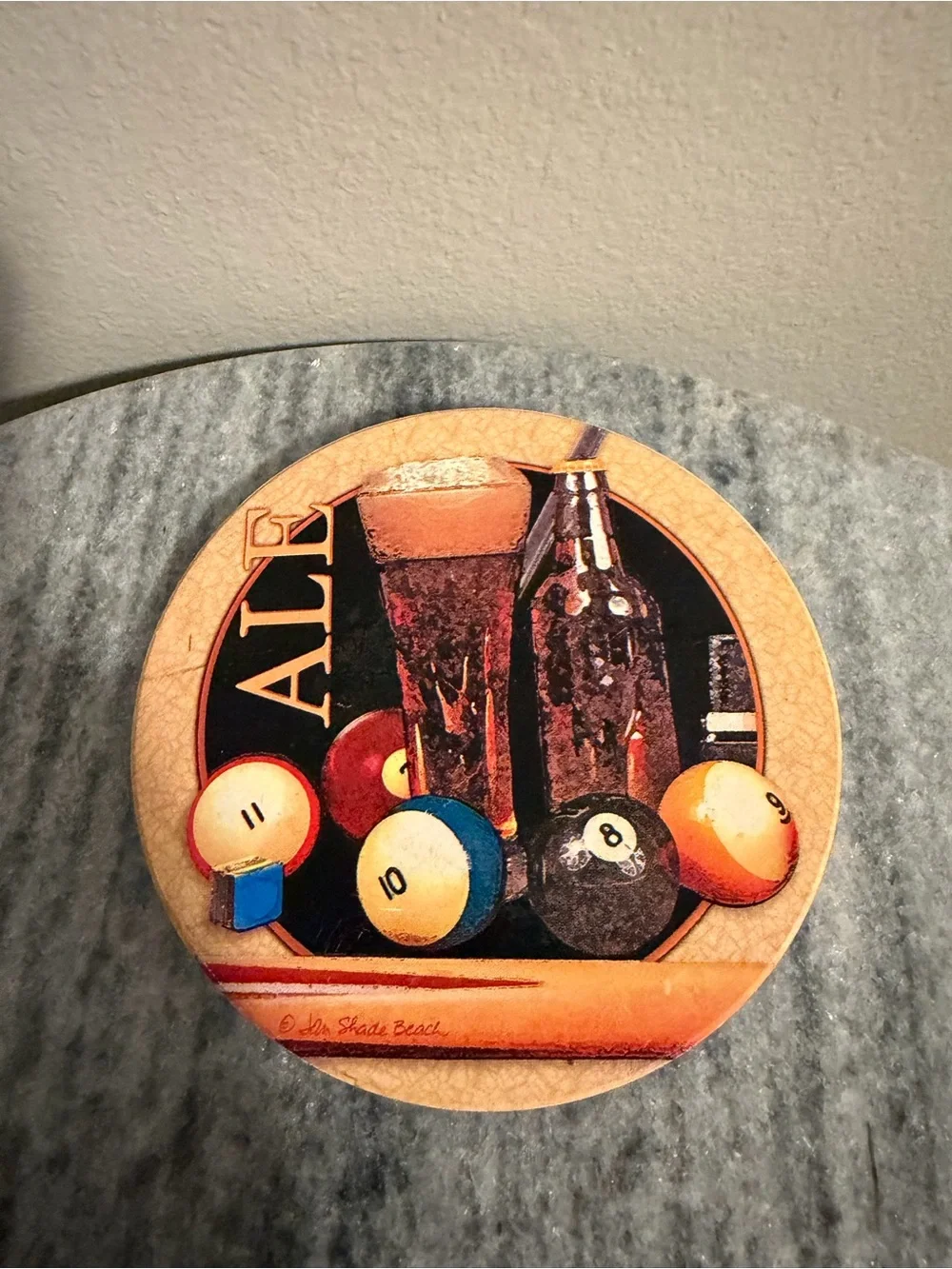 Round Billiard Pool Ball Coasters - Set of 2